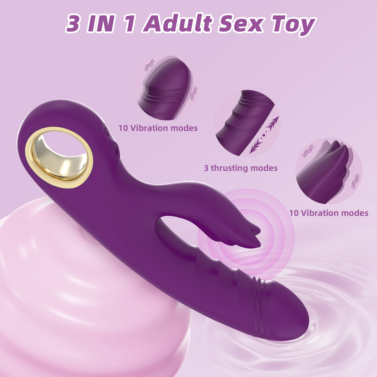 Liquid Silicone Rabbit Thrusting Vibrator