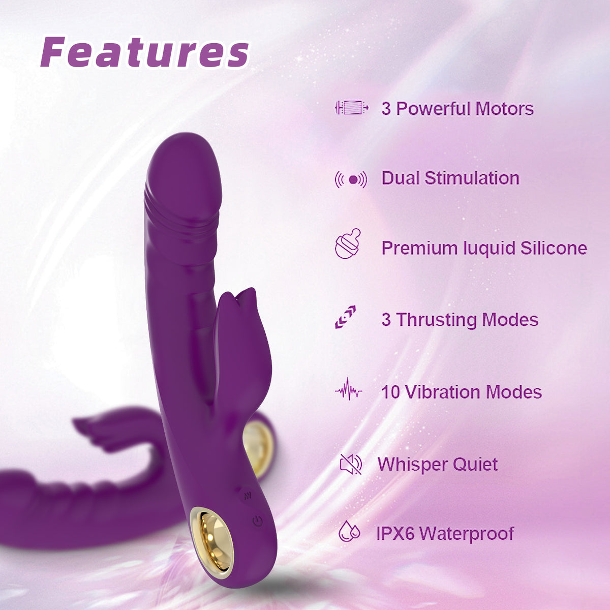 Liquid Silicone Rabbit Thrusting Vibrator